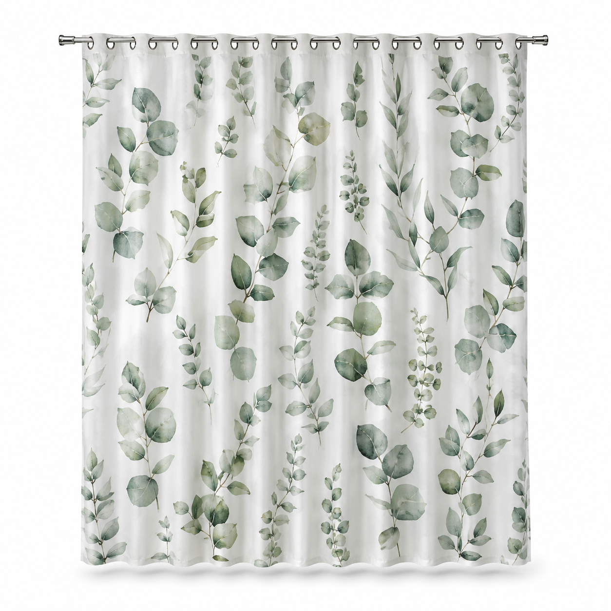 Rideau de douche motif eucalyptus vert sauge 180x200 cm