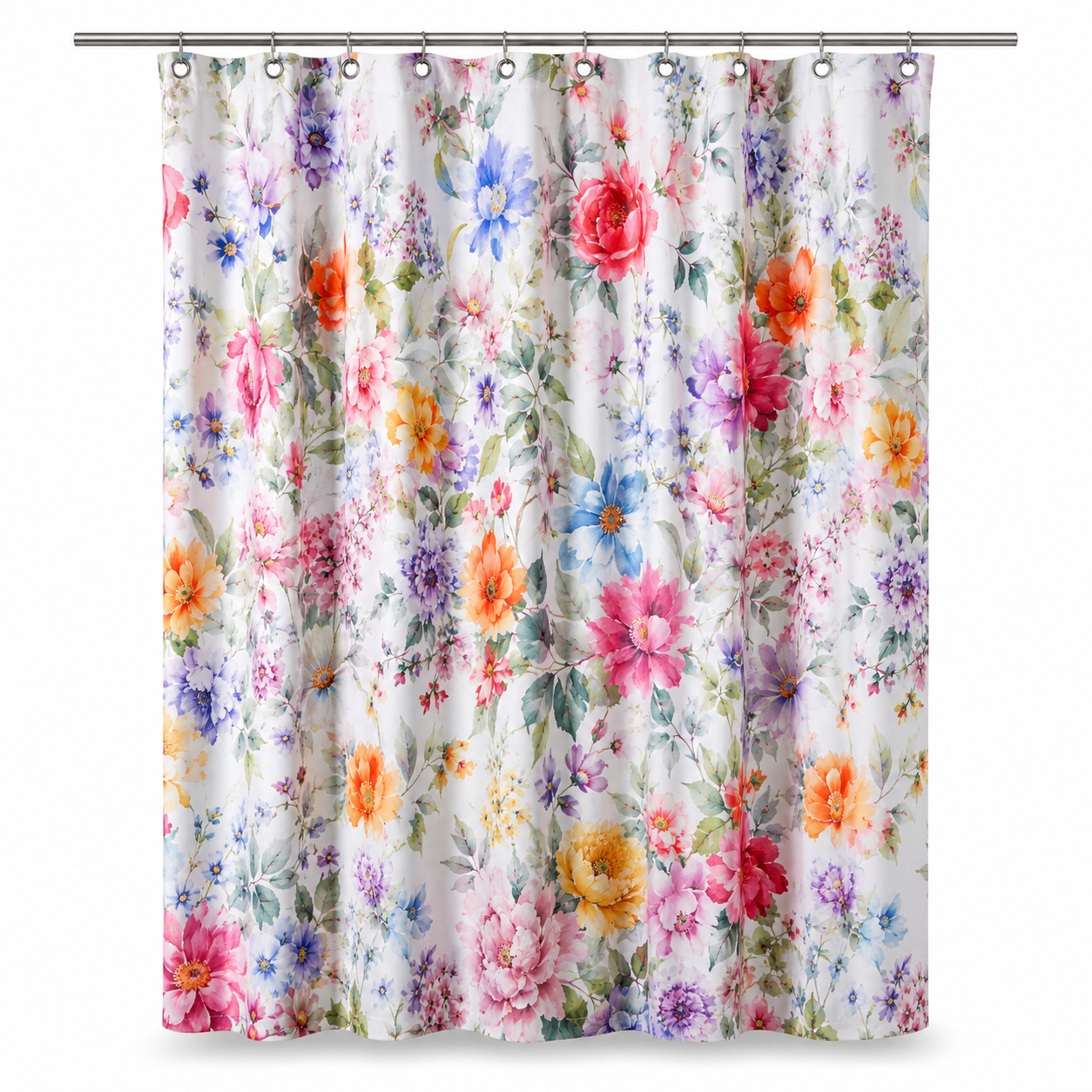 Rideau de douche floral multicolore 180x180 cm