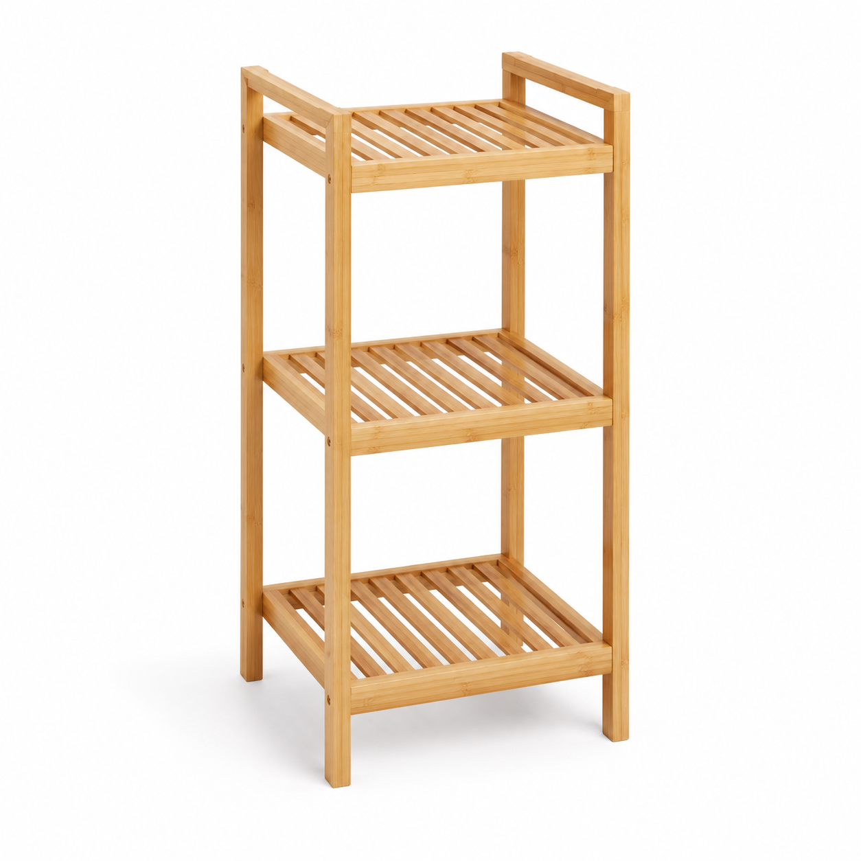 Colonne de rangement de bain en bambou 3 niveaux 35x28x78 cm
