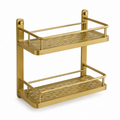 Étagère murale double en laiton brossé 32x13x20 cm