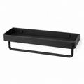 Étagère murale noire avec barre 40x13x8 cm