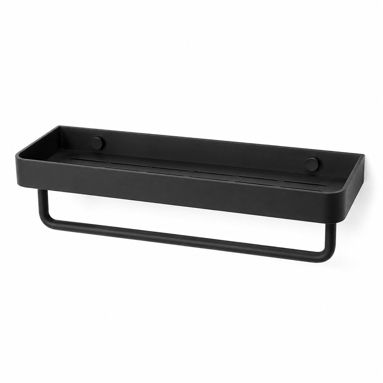 Étagère murale noire avec barre 40x13x8 cm
