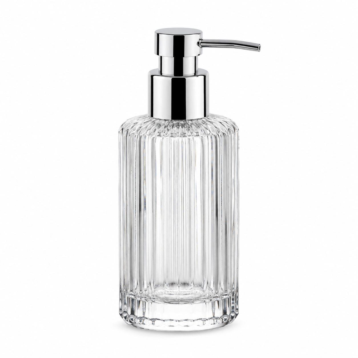 Distributeur de savon en verre cannelé transparent 450 ml