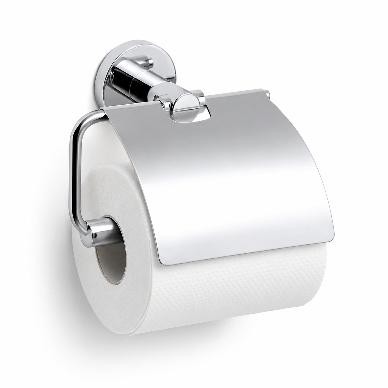 Porte-papier toilette chromé avec clapet 15x12x6 cm