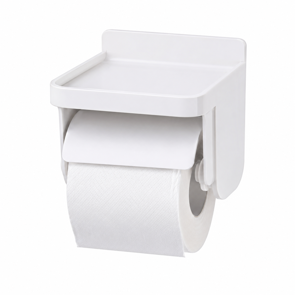 Porte-papier toilette adhésif blanc en ABS 17x10x8 cm