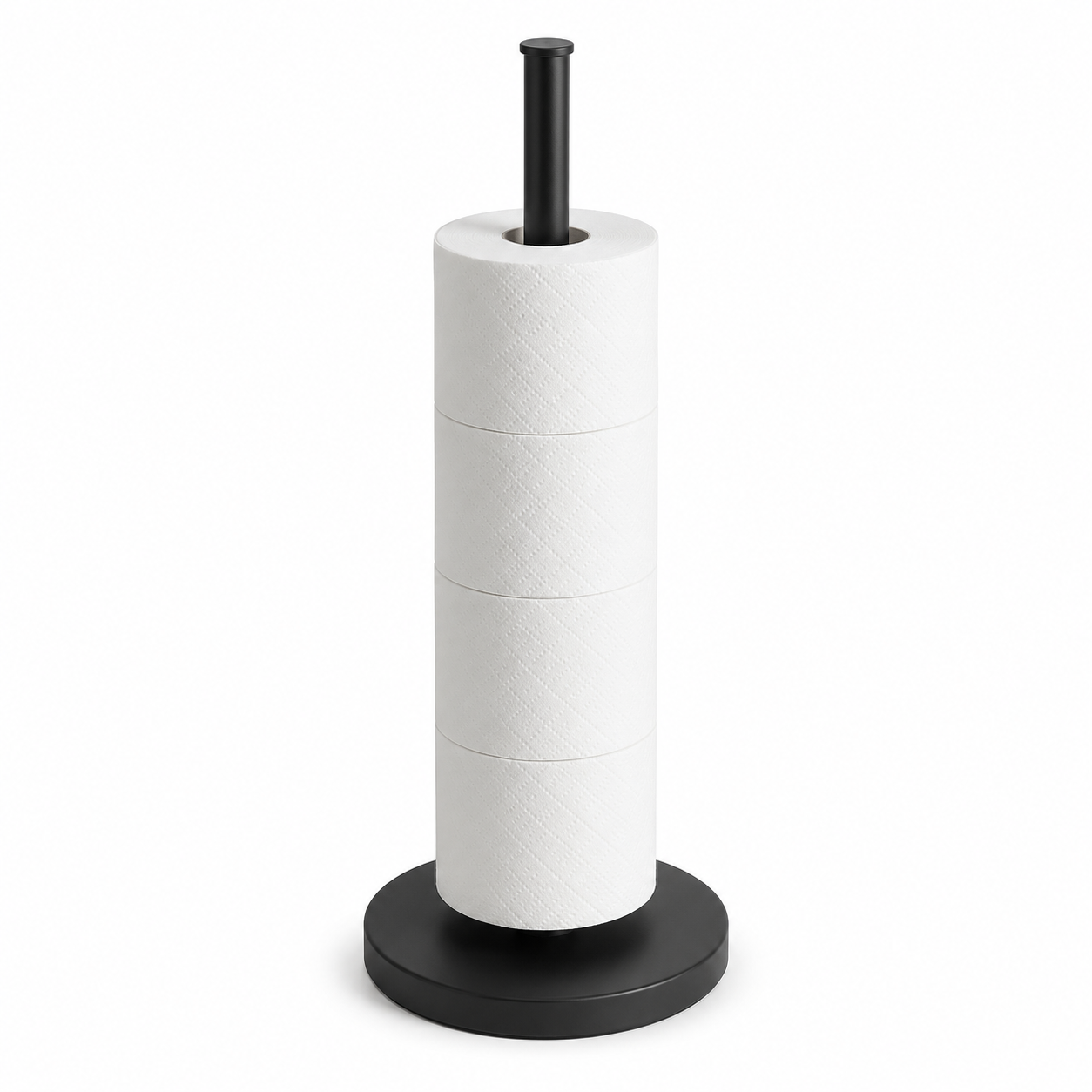 Réserve porte-papier toilette sur pied noire 18x18x58 cm