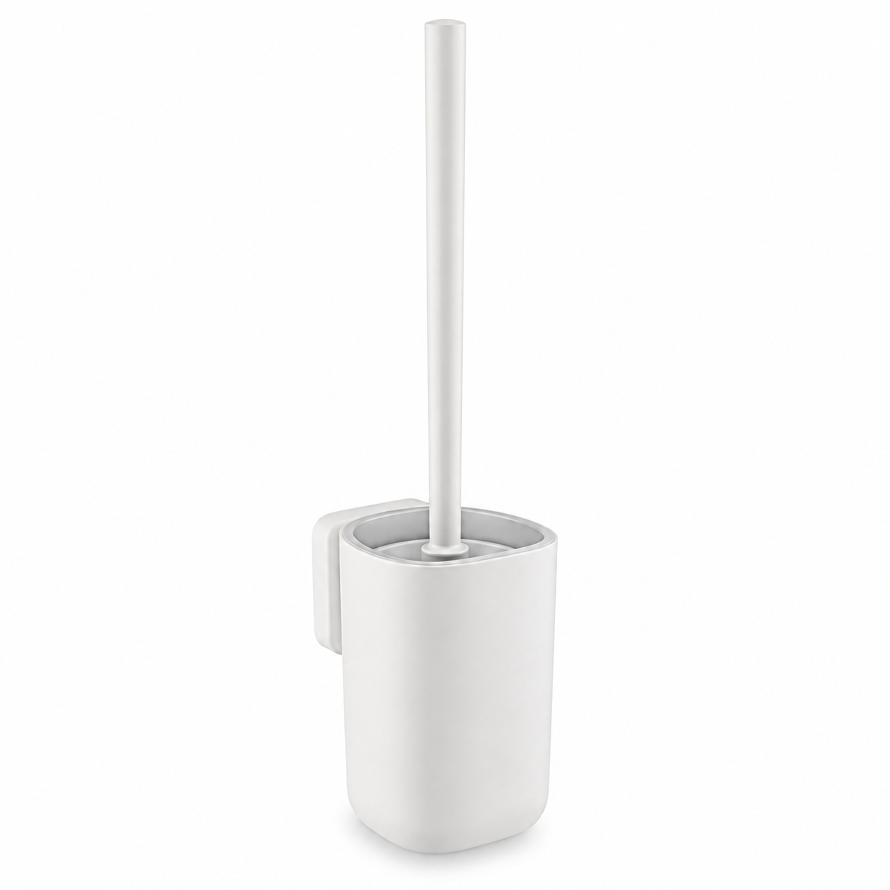 Ensemble brosse WC mural blanc avec tête silicone 10x12x38 cm