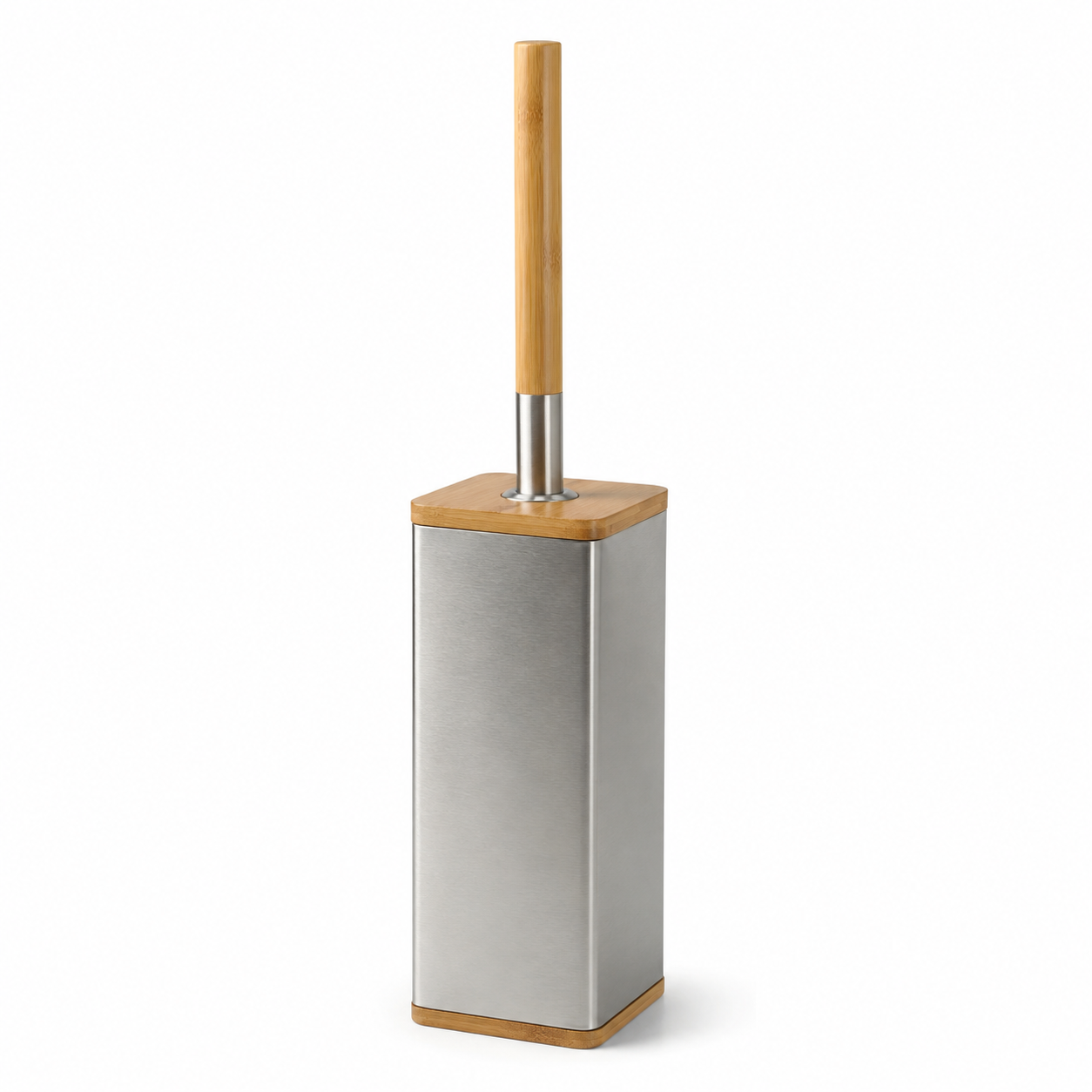 Ensemble brosse WC bambou et inox 11x11x39 cm